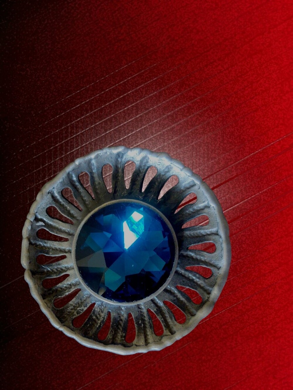 Blue Rhinestone Concho Style Brooch